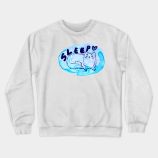 Sleepy Watercolor Kitty Crewneck Sweatshirt